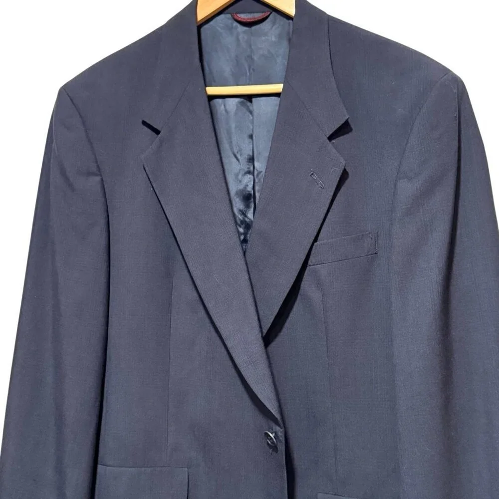 Hart Schaffner Marx Blazer Plaid Wool Blend Two Button Suit Jacket USA Mens 42R